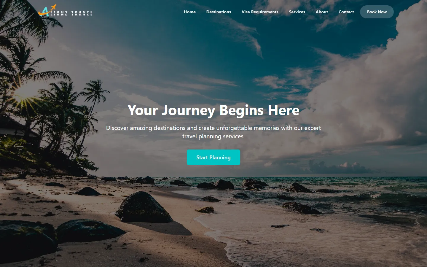 The Alionz Travel home page