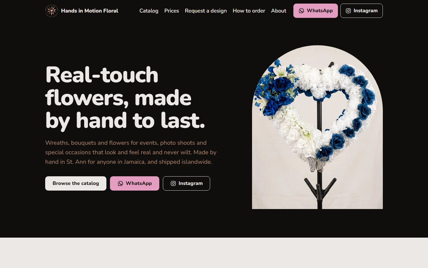 The Hands in Motion Floral home page